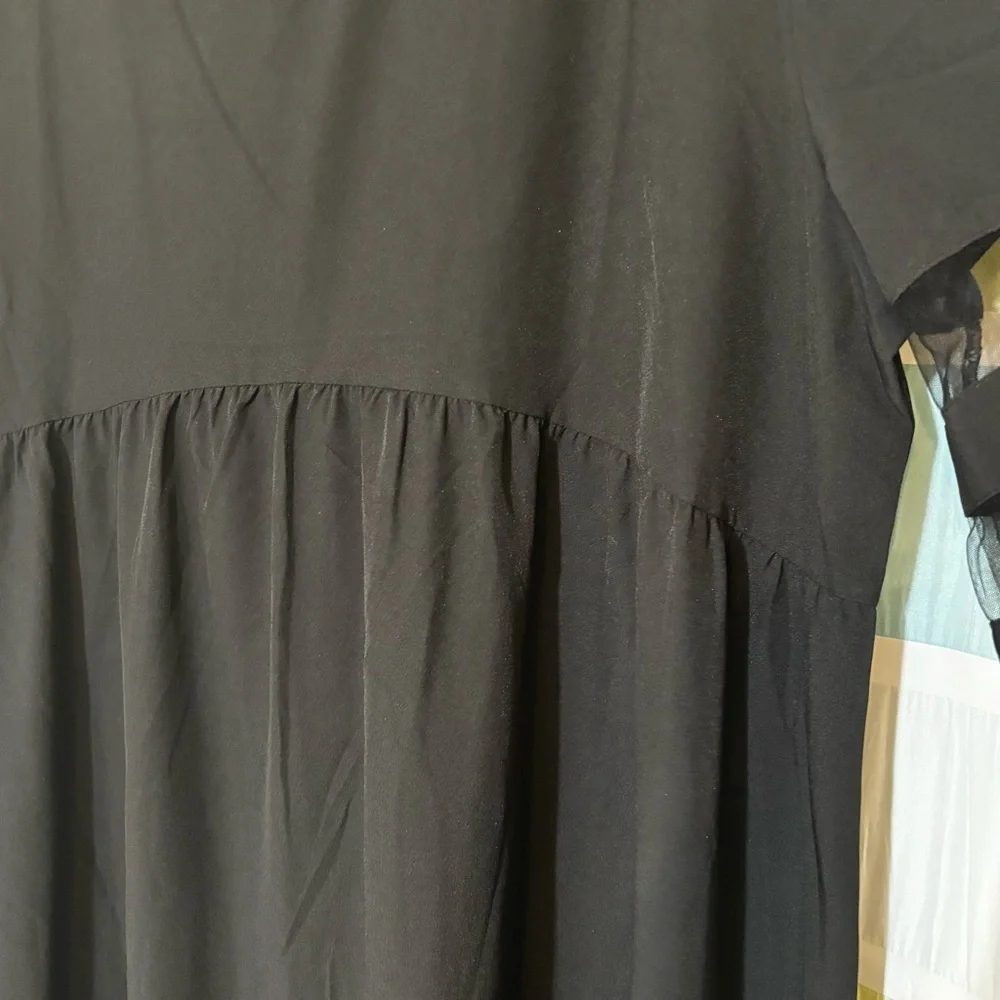 Elegant Black Mesh Splicing Dress Sheer Accents Sz XXL - Picture 5 of 7